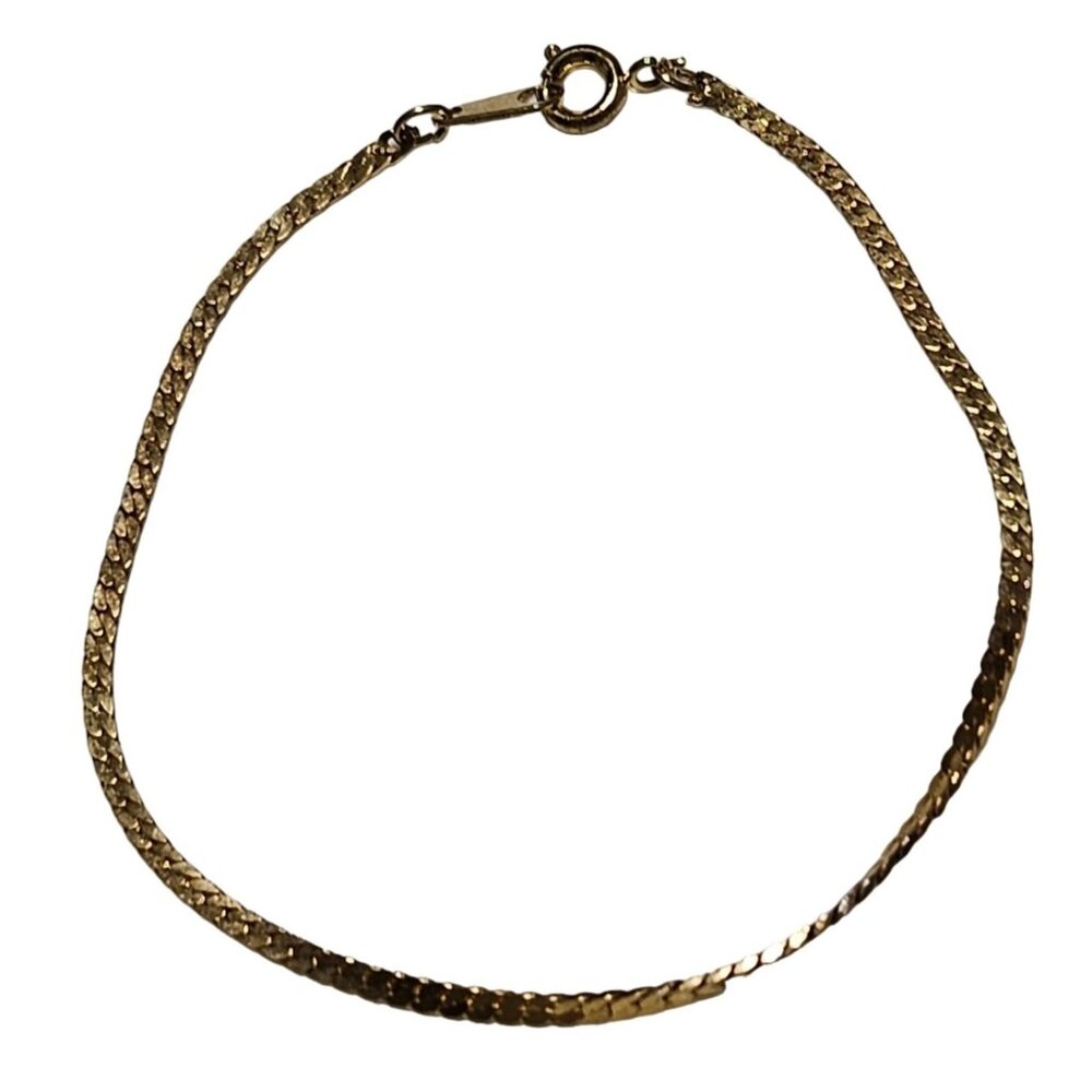 Elegant Gold Tone Herringbone Chain Bracelet Classic Minimalist Fashion Jewelry